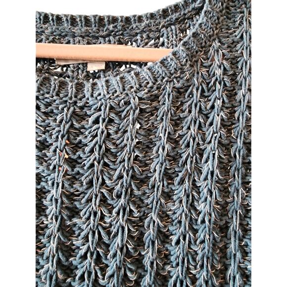Ann Taylor Loft Size SMALL Open Knit Blue Green Sweater Pullover Tunic EUC - Picture 4 of 5